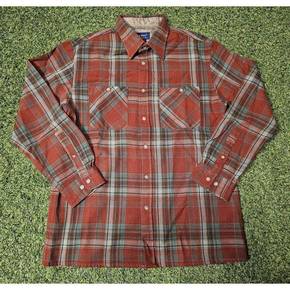 Men's John Blair Size Medium Regular Flannel Long Sleeve Shirt Fine Vintage